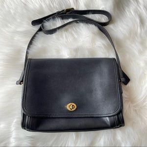 ❤️Vintage Black Leather Coach Rambler Crossbody